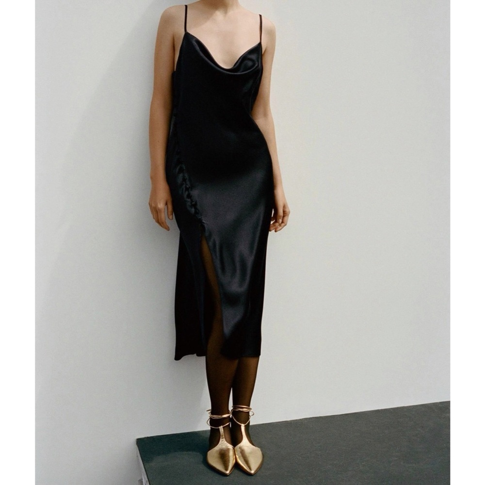 Zara Marsala Satin Dress